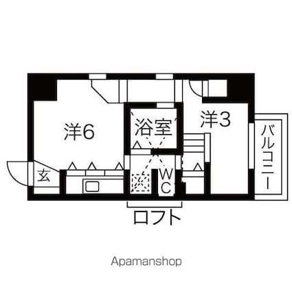 ラ・シュシュ覚王山[1R/29.6m2]の間取図