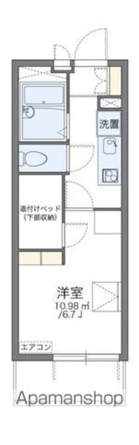レオパレスサンモール[1K/19.87m2]の間取図