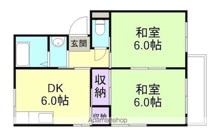 プレジール津森[2DK/42m2]の間取図