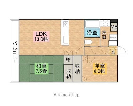 ディアーズＭマンション[2LDK/62.37m2]の間取図