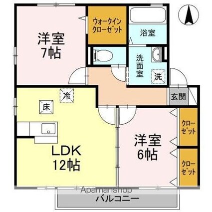 グランフェリオ　Ｂ棟[2LDK/62.95m2]の間取図