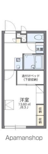 レオパレスぴゅあ[1K/22.7m2]の間取図