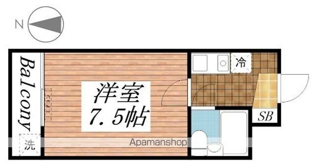 オーティハイツ黒田[1K/19.6m2]の間取図