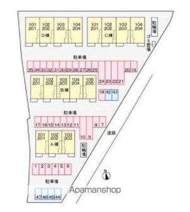 ルーベル太田Ｄ[1LDK/47.08m2]の配置図