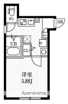 ミハス練馬春日町[1K/20.08m2]の間取図