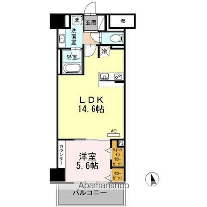 Ｆｉｔｓ　Ｇａｒｄｅｎ[1LDK/47.5m2]の間取図