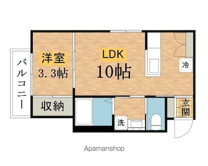 東京都八王子市片倉町[1LDK/33.16m2]の間取図