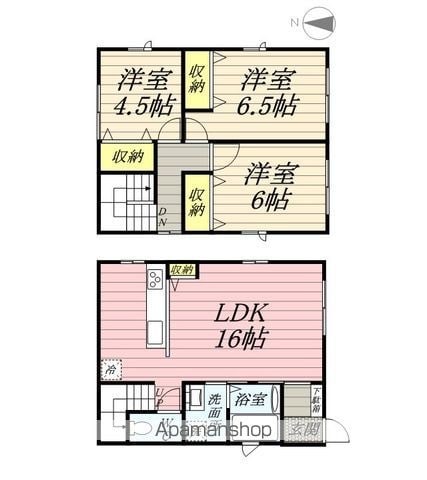 宇野線 備前西市駅 徒歩54分 2階建 築11年の間取り写真