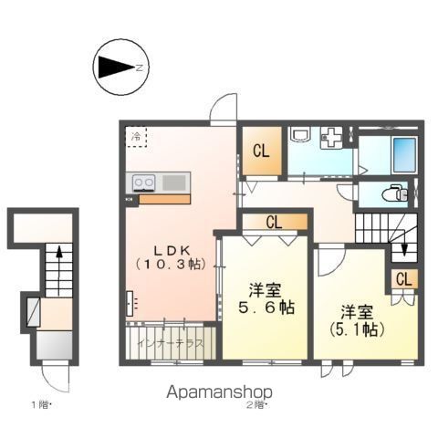 あきる野市伊奈のアパートの間取り