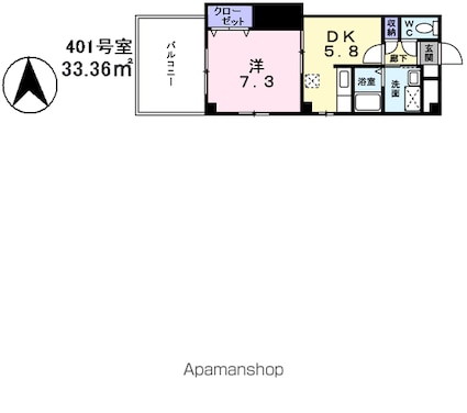 ジュネストミ[1DK/33.36m2]の間取図
