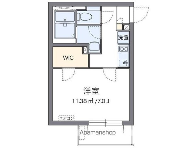 クレイノディアコート[1K/24.63m2]の間取図