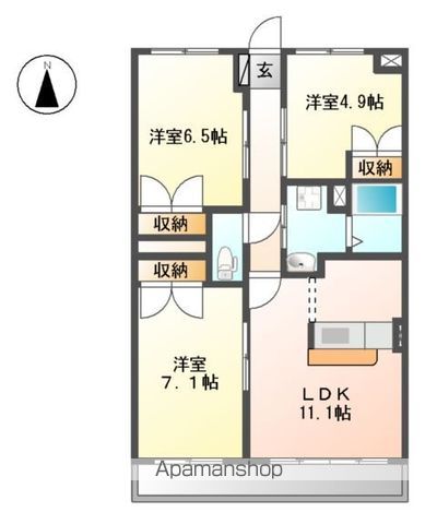 岐阜市東鶉のアパートの間取り