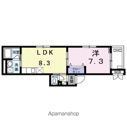カーサ　アルドーレ[1LDK/36.4m2]の間取図