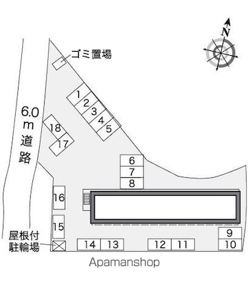 レオパレスｖｉｅｗあだたら[1K/23.18m2]の配置図