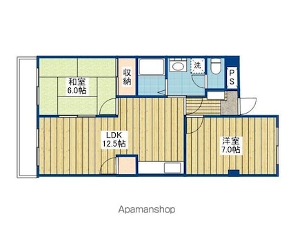 愛媛県松山市石手４丁目[2LDK/47m2]の間取図