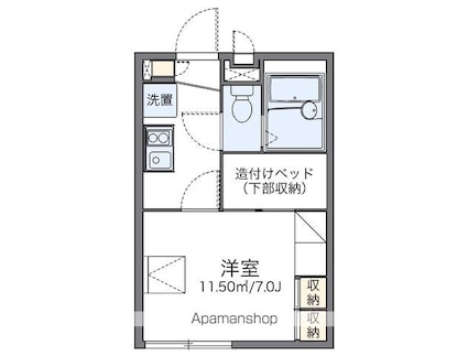 レオパレスグリーンビレッジ[1K/19.87m2]の間取図