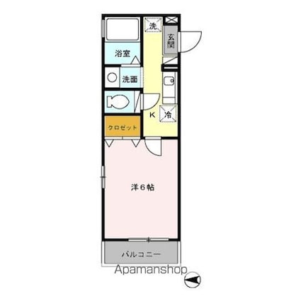 Ｐｉｎｅ　Ｗｅｌｌ[1K/22.82m2]の間取図
