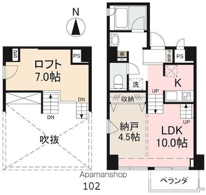 コリドール中央[1SLDK/45.9m2]の間取図