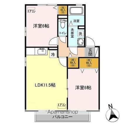 ｃｈａｒｍａｎｔ　ｃｏｕｒｔ　Ｍ’ｓ[2LDK/53.76m2]の間取図