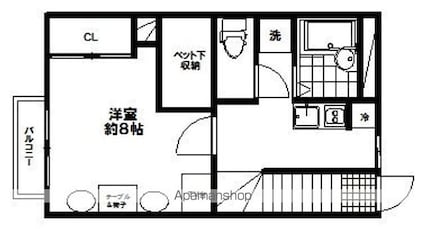 グリーンヒル北仙台[1K/24m2]の間取図