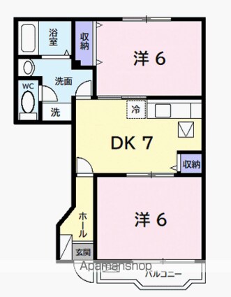 エターナルグローブＡ[2DK/44.34m2]の間取図