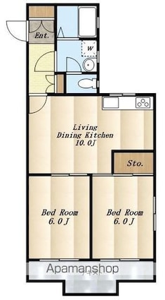 東京都武蔵野市緑町１丁目[2LDK/48.93m2]の間取図