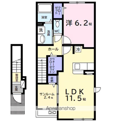 エアリーＢ[1LDK/50.96m2]の間取図