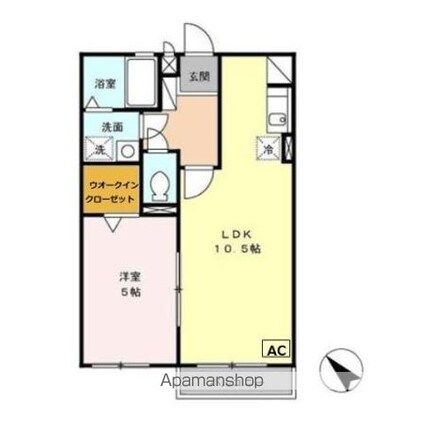 パークコート砂川　壱・弐番館[1LDK/36.73m2]の間取図