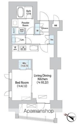 イストワール阿佐ヶ谷[1LDK/39.47m2]の間取図