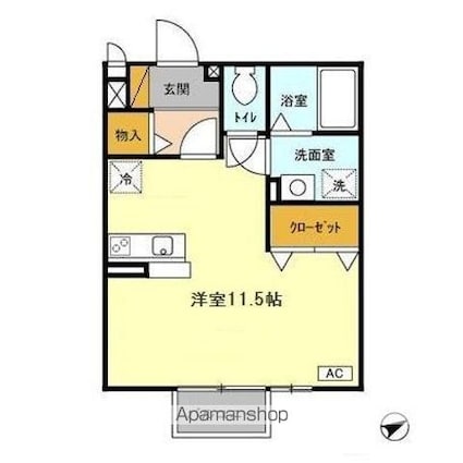 メルベーユ[1R/32.37m2]の間取図