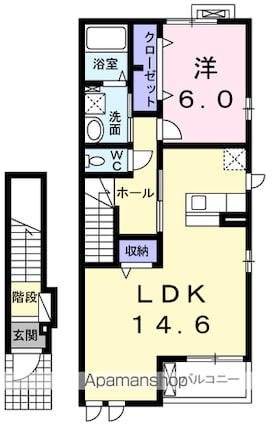 ミセル[1LDK/53.57m2]の間取図