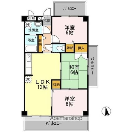 ワッセナー２１[3LDK/63m2]の間取図