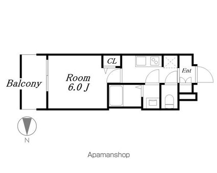 プレサンス名古屋ルクソリア[1K/20.72m2]の間取図
