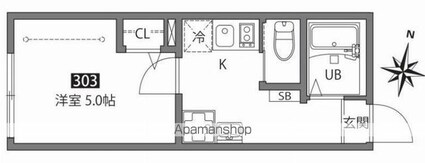 ブリーズＴａｇａｒａ[1K/18.04m2]の間取図