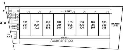 千葉県習志野市大久保４丁目[1K/26.49m2]の配置図
