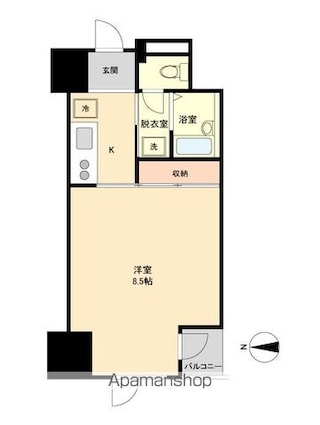 イーストン榴岡[1K/24.72m2]の間取図