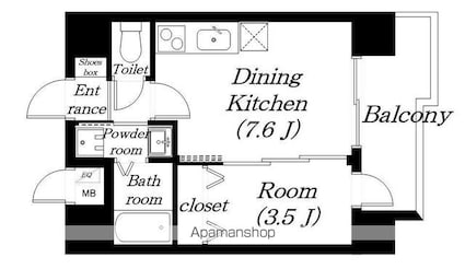 滋賀県大津市粟津町[1DK/28.32m2]の間取図