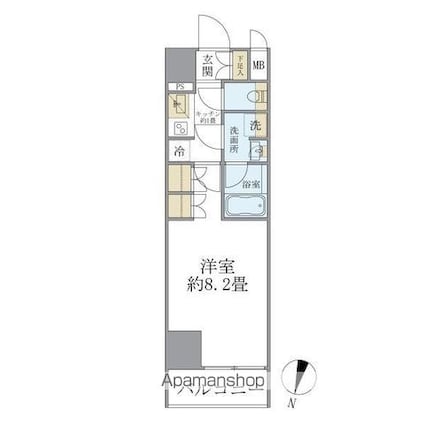 ＣＯＣＯーＣＨＩＬＬ　ＫＡＭＥＡＲＩ[1K/25.23m2]の間取図