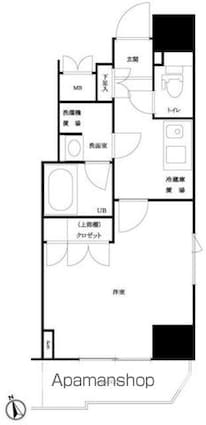 ルーブル新宿原町[1K/26.43m2]の間取図