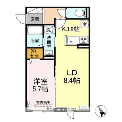 セレスティア中台[1LDK/41.55m2]の間取図