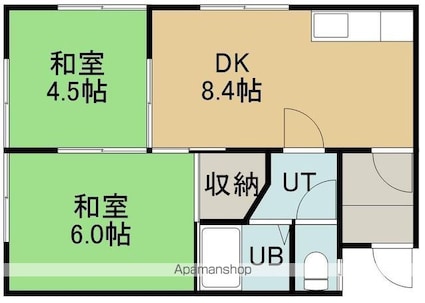 コーポマツＮＯ．３[2DK/43.3m2]の間取図