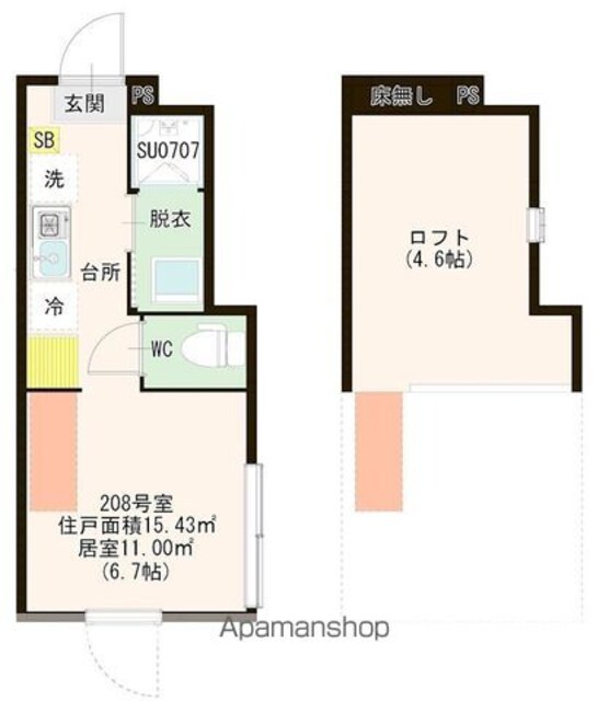 ハーモニーテラス見次公園[1R/11m2]の間取図