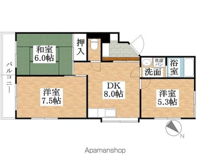 クローバー浅井[3DK/55m2]の間取図