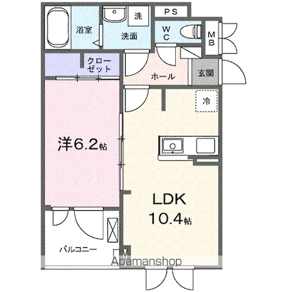 カーサ・ソレイユ　Ｂ[1LDK/40.14m2]の間取図