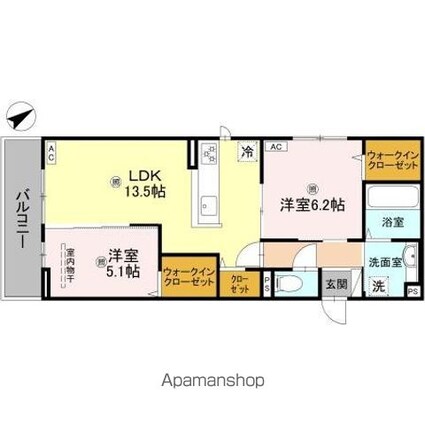 パサログランデ永代町[2LDK/60.01m2]の間取図