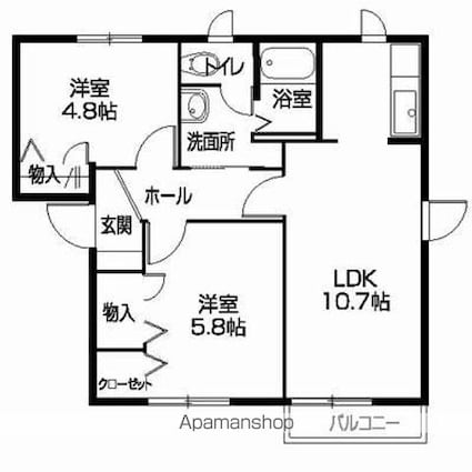 シャーメゾンＳＯＷＡ－Ｂ[2LDK/51.3m2]の間取図