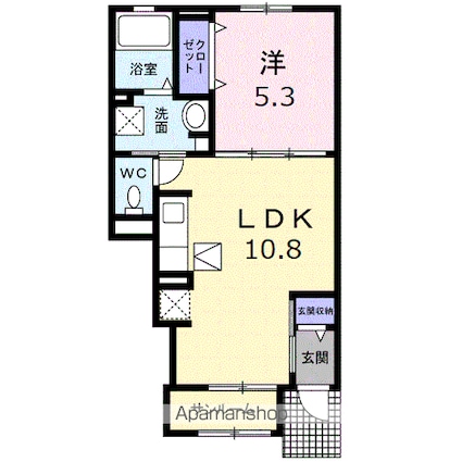 ブルースカイ[1LDK/40.02m2]の間取図