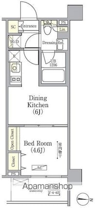 Ｈｅａｌｉｎｇ　Ｇａｔｅ　押上[1DK/26.08m2]の間取図