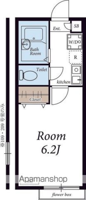 リリックコート自由が丘[1K/18.63m2]の間取図