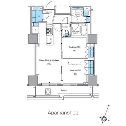 ルフォンプログレ渋谷ヒルトップ[2LDK/52.2m2]の間取図